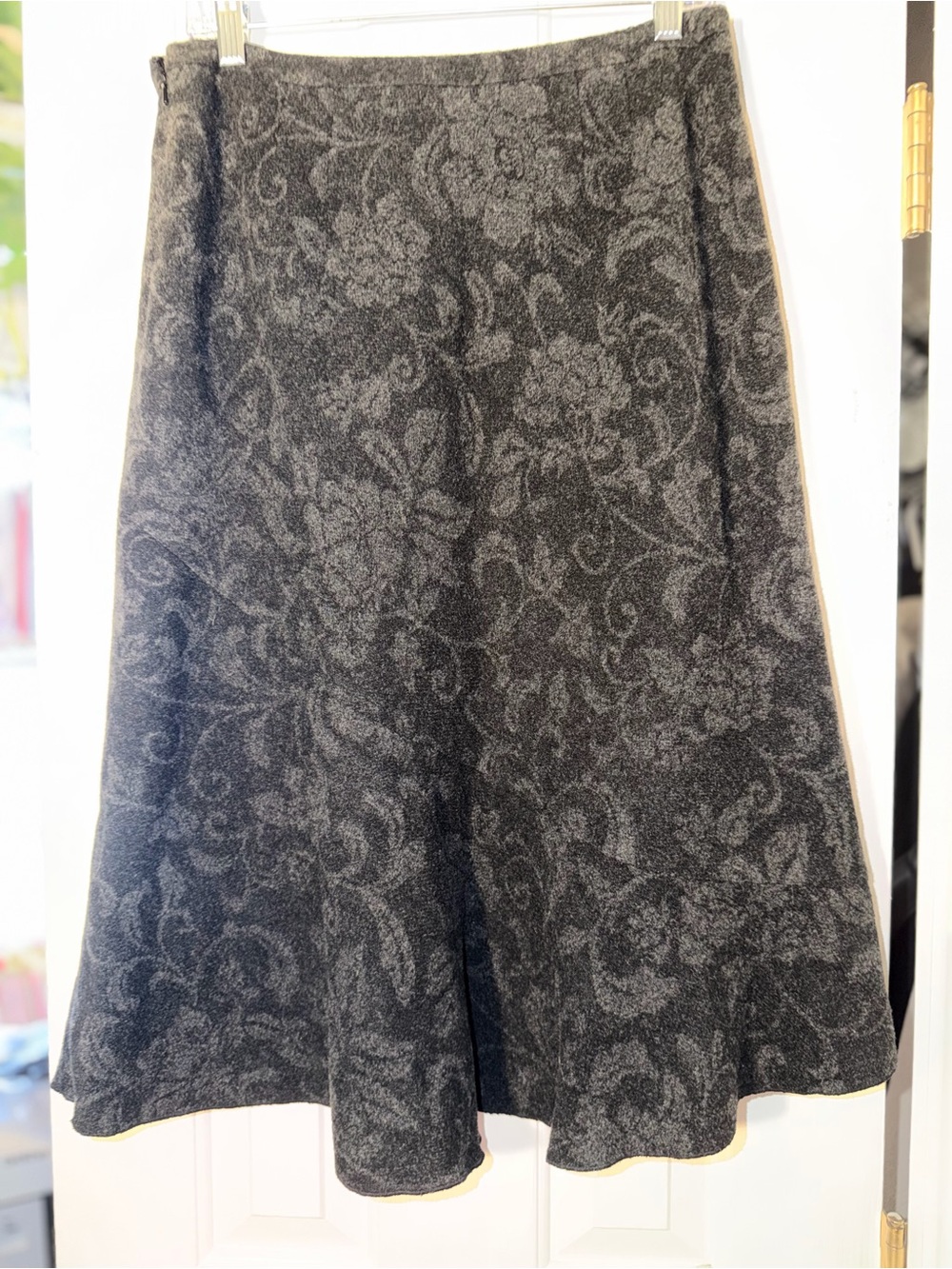 Banana Republic Classic A-Line Black Floral-Pattern Wool Blend Skirt Women’s 10